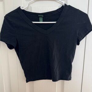 Wild Fable Black V-Neck Crop Top